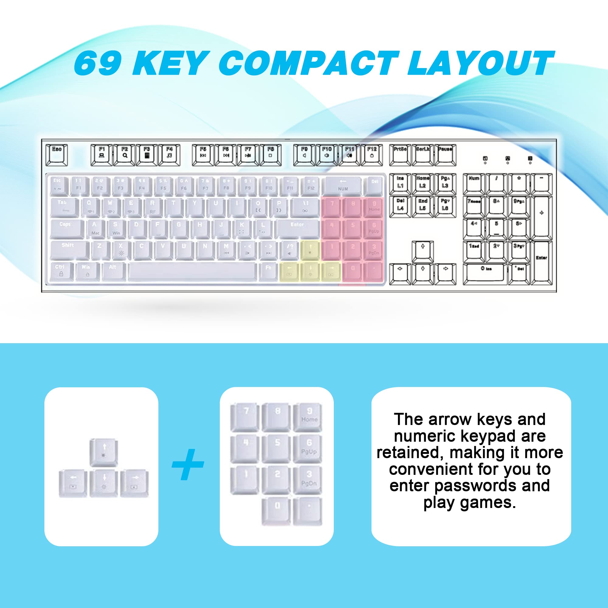Keyboard Computer 69 Mua LexonElec Mechanical Gaming Keyboard, RGB Backlit Keyboard,69 Key ...