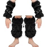 Adolala Faux Fur Furry Arm Cuffs and Leg Warmers Covers Set for Halloween Cosplay Costumes Accessory