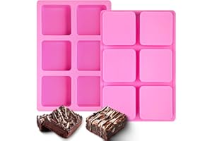 Webake Silicone Brownie Pan 2 Pack Square Bar Molds For Baking, Cupcake, Cheesecake, Cornbread, Muffin, Sponge Cake, Soap, Re
