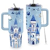 TNASURHUS Gifts for Women, Castle 40 oz Tumbler with Handle and Straw, Gift for Girl Best Friend, Daughter, Christmas Thanksgiving Birthday Gift for Women Mom Aunt