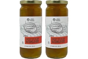 LARA'S GOURMET PASSIONS Lara's Sweet Pickled Watermelon Rind - 2 Pack - 40oz - Gourmet Pickling Delight in Glass Jars