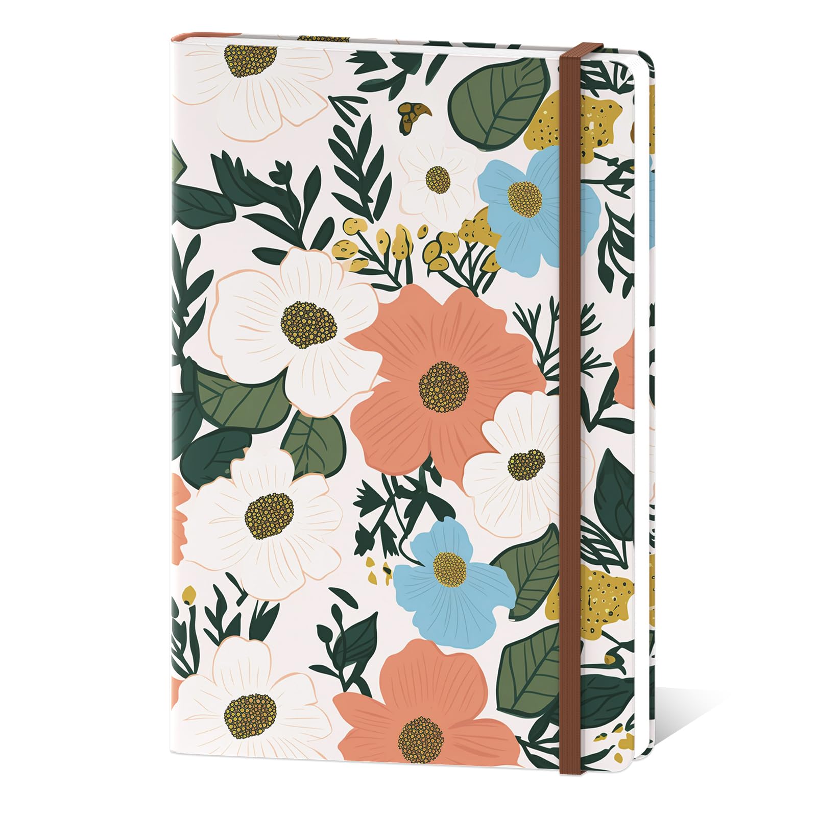 Hnogri Lined Journal Notebook, Hardcover Journal for Women, 160 Pages Thick Paper, Medium 5.7 x 8.4 in, Cute Aesthetic Floral A5 Ruled Notebook for Writing Journaling Work School Office, Cute Flower