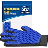 Pet Hair Removal Glove with 255 Silicone Tips for Dogs &amp; Cats, Right Blue | 2-in-1 Deshedding &amp; Massage Mitt, 5-Finger Flexible Design, for Bathing &amp; Grooming, Safe for Long/Short/Curly Hair Pets