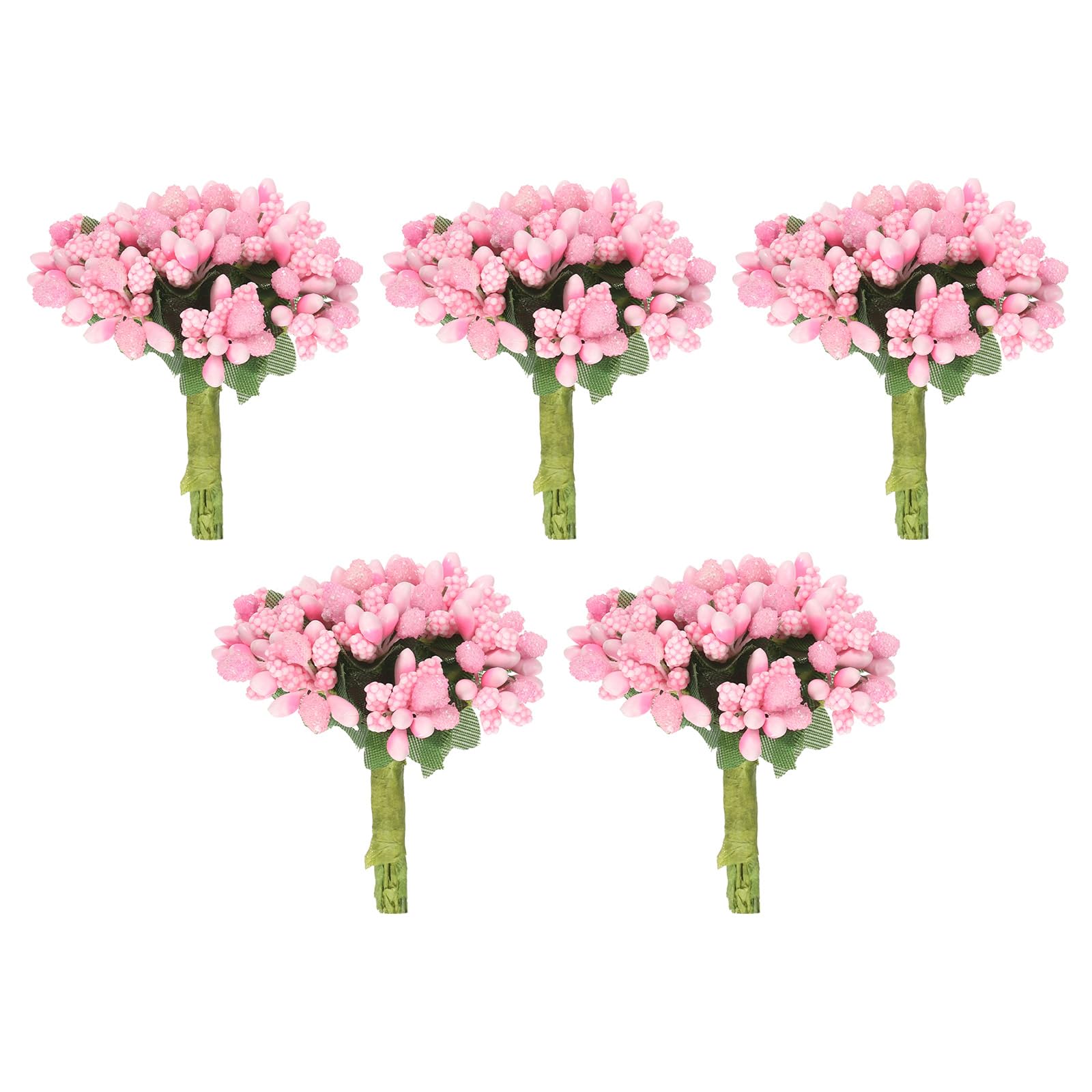 PATIKIL 20mm Flower Stamen, 60 Pcs Artificial Flower Stamen Pistil Matt Handmade Floral Pollen Stamen for Flower Making Scrapbook Wedding Box Decoration, Pink