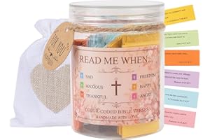 XUPINGJITI Handmade Jars Bible Verses in a Jar Hope Prayer Scripture Jar Church Biblical Christian Gifts for Dad Mom Teacher Women Men Read Me When Plastic Jars with 96 KJV Bible verses