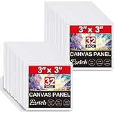 ESRICH 3x3IN Small Canvases for Painting, 32 Pack Mini Canvas Boards Cotton Painting Canvas Primed Acid Free Mini Blank Canvas Panels for Oil Paint,Watercolor,Acrylic Paint,Gouache&Tempera.