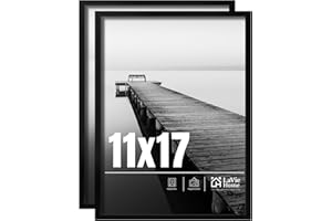 LaVie Home 11x17 Picture Frame 2 pack, Display Pictures 11 x 17 Poster Frame, 11x17 Black Photo Frame with HD Plexiglass, Display Frame for Vertical or Horizontal, Classic Collection