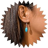 Andelaisi Boho Turquoise Drop Earrings Blue Turquoise Dangle Hook Earrings Vintage Turquoise Bead Dangle Earrings Minimalist Oval Turquoise Earrings Jewelry for Women Gifts