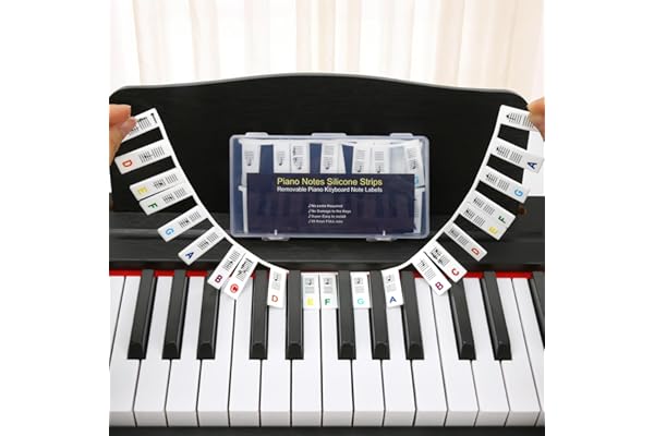 LEIEILUK Premium Silicone Piano Keyboard Note Labels for Beginners, Removable & Reusable Piano Keyboard Stickers for Learning, 88 Key Full Size Piano Notes Guide with Storage Box (Rainbow Colors)