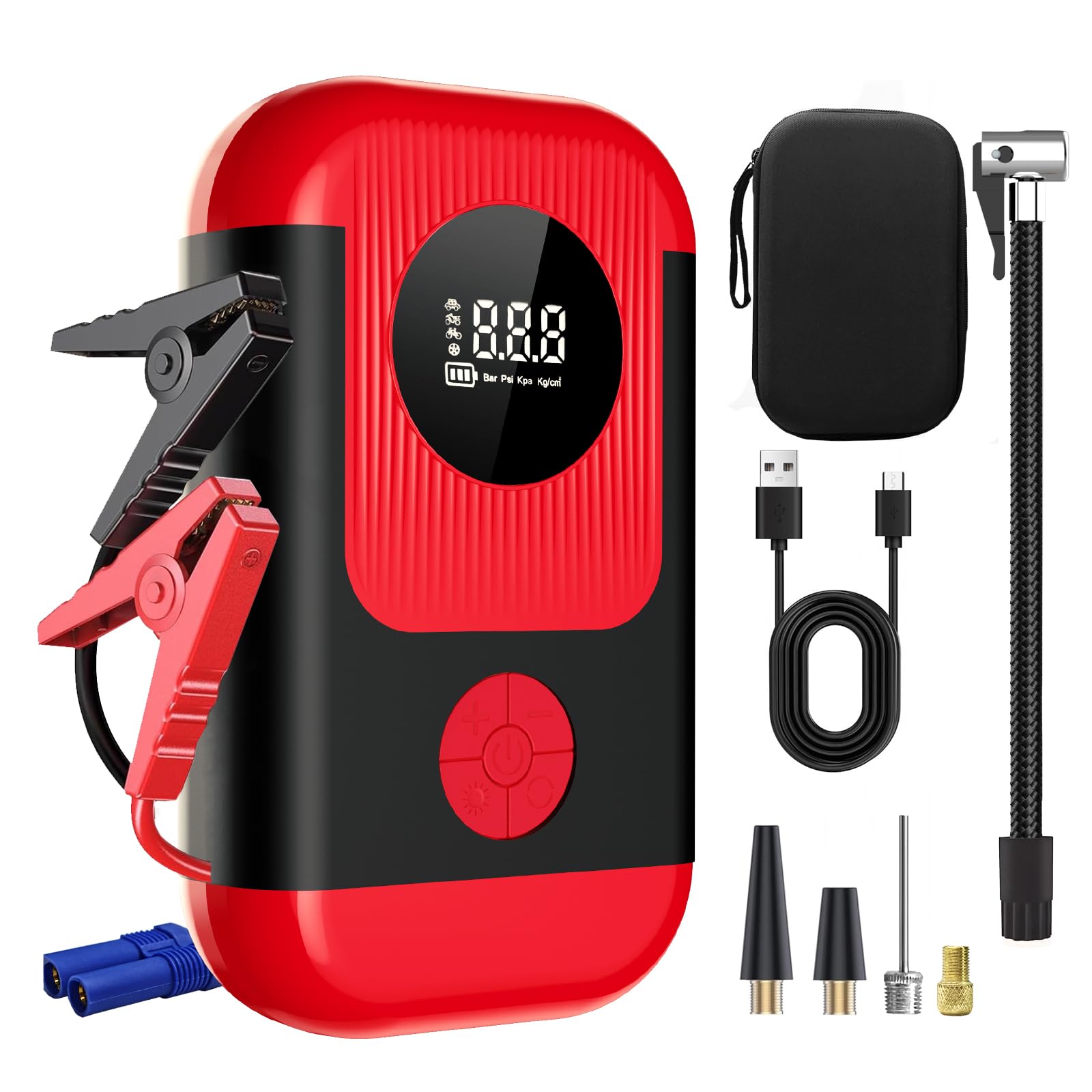 Photo 1 of ApexNexus Tire Inflator Portable Air Compressor & Car Jump Starter, Cordless Air Pump with LED Light & Pressure Gauge for Auto,Motorcycles,Bikes,Balls, Emergency Battery Booster & Phone Charger,150PSI