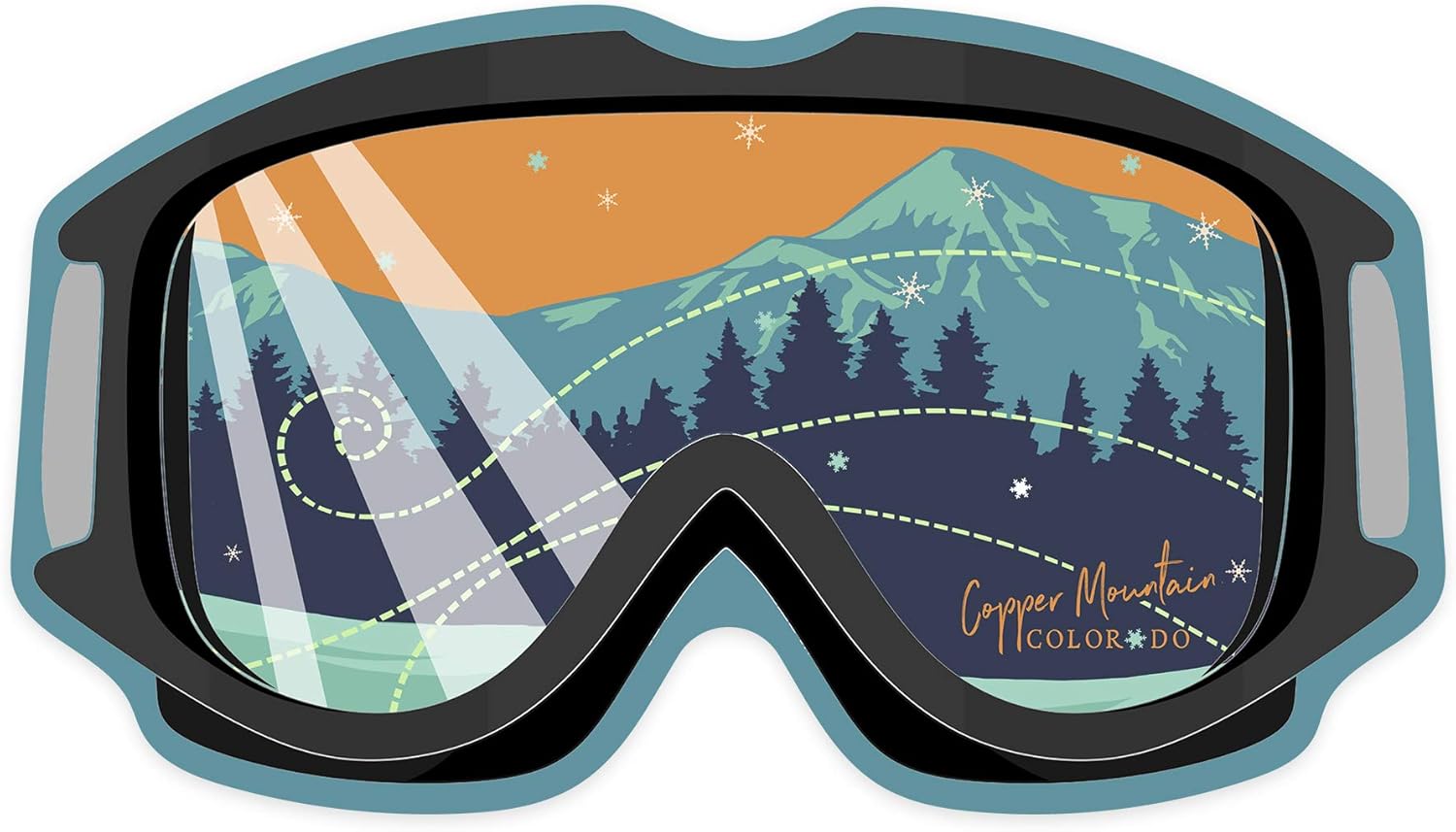 Lantern Press Copper Mountain, Colorado - Snow Goggles - Contour 94205 (Vinyl Die-Cut Sticker, Indoor/Outdoor, Small)