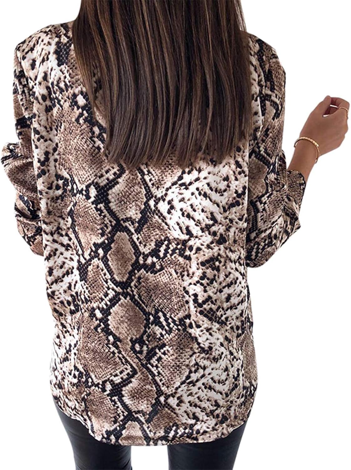 snake print satin blouse