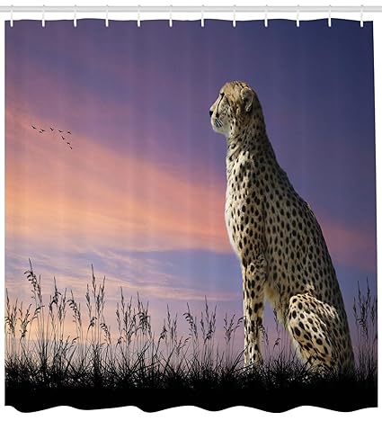 Amazon Com Dongingp Cheetah Shower Curtain African Safari
