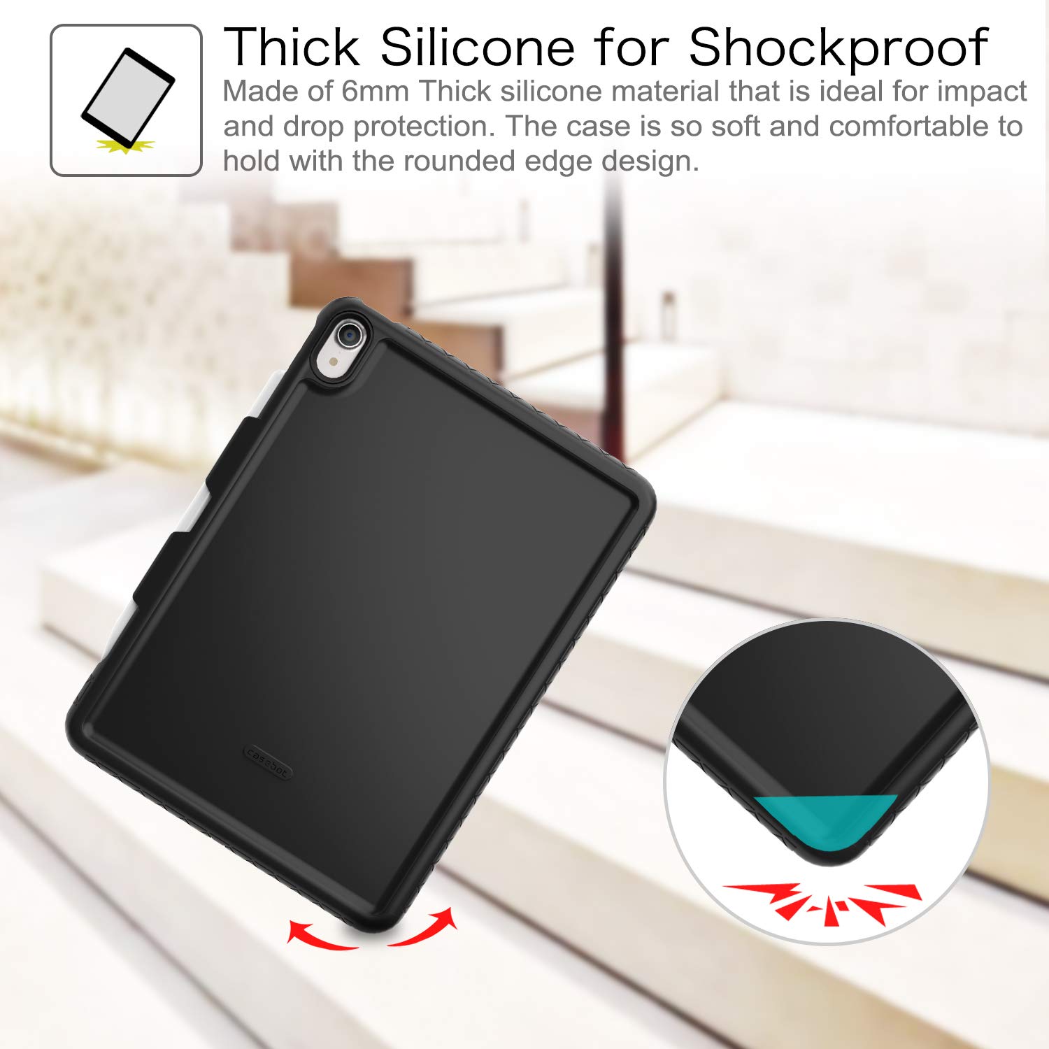 For iPad Pro 11 inch 2018 Case Silicone Cover Shock Proof Secure Pencil