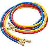AC Manifold Gauge Hose Kit, Refrigerant Charging Hoses for R404A R22 R12 | 3 Pieces AC Manifold Gauge Hose Kit with 1/4&rsquo;&rsquo; SAE Female, 36 Inch AC Charging Hose, 500-2500PSI