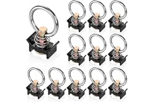 Cididu 12 Pack Single Stud Fitting for L Track, L Track Tie Down O Ring, L Track Accessories Stainless Steel, Reusable Keeper Cargo Control 360 Degree Round Ring for Airline Logistic, Easy to Use