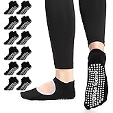 HooLing 12 Pairs Pilates Socks Bulk with Grips for Women Non Slip Crew Yoga Socks for Workout Dance Yoga Barre Pilates Gifts