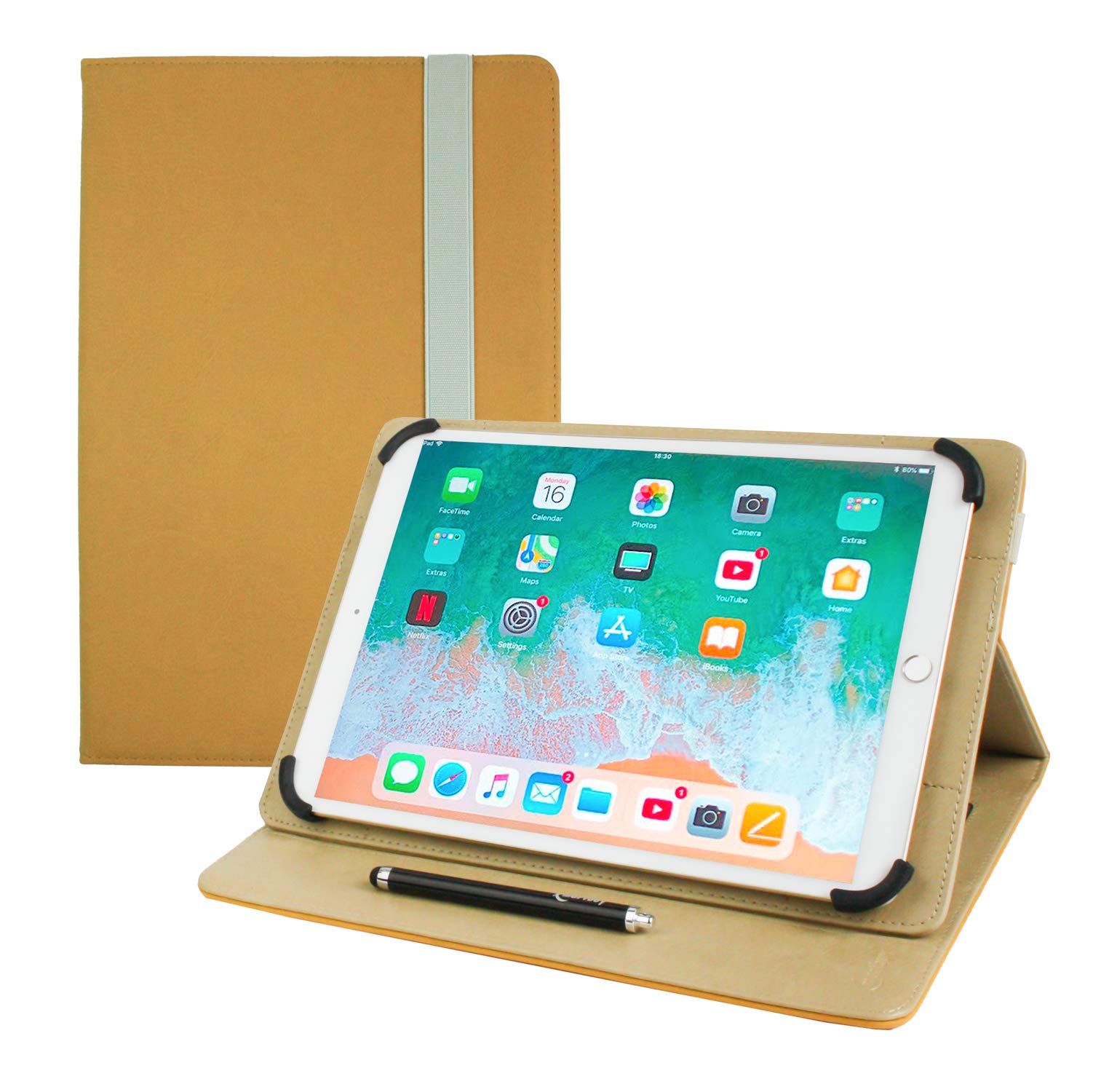 Emartbuy Universal 10-11.5 Inch Matt Yellow Multi Angle Folio Wallet Case Cover With Card Slots and Stylus Pen Compatible With Selected Devices Listed Below