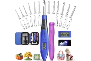 ZCVTBYE Counting Crochet Hooks with 22 Interchangeable Hooks Kit, Light Up Crochet Hook Set - Ergonomic for Arthritic Hands, Digital Stitch & Row Counter, Lighted Crochet Needles Kit with Case (Blue, 22 Size)