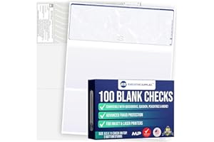 EXECUTIVE SUPPLIES 100 Blank Check Stock-Check on Top-Blue Marble Pattern-Compatible with Quickbooks*,Quicken,Versacheck and More-(100 Laser Security Sheets-8.5''x11'' #24)-Made in USA with Pride!