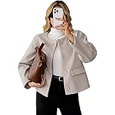 HOTIAN Women Cropped Wool Blend Coats Long Sleeve Coat Jacket Peacoat Fall Winter Outwear Overcoat