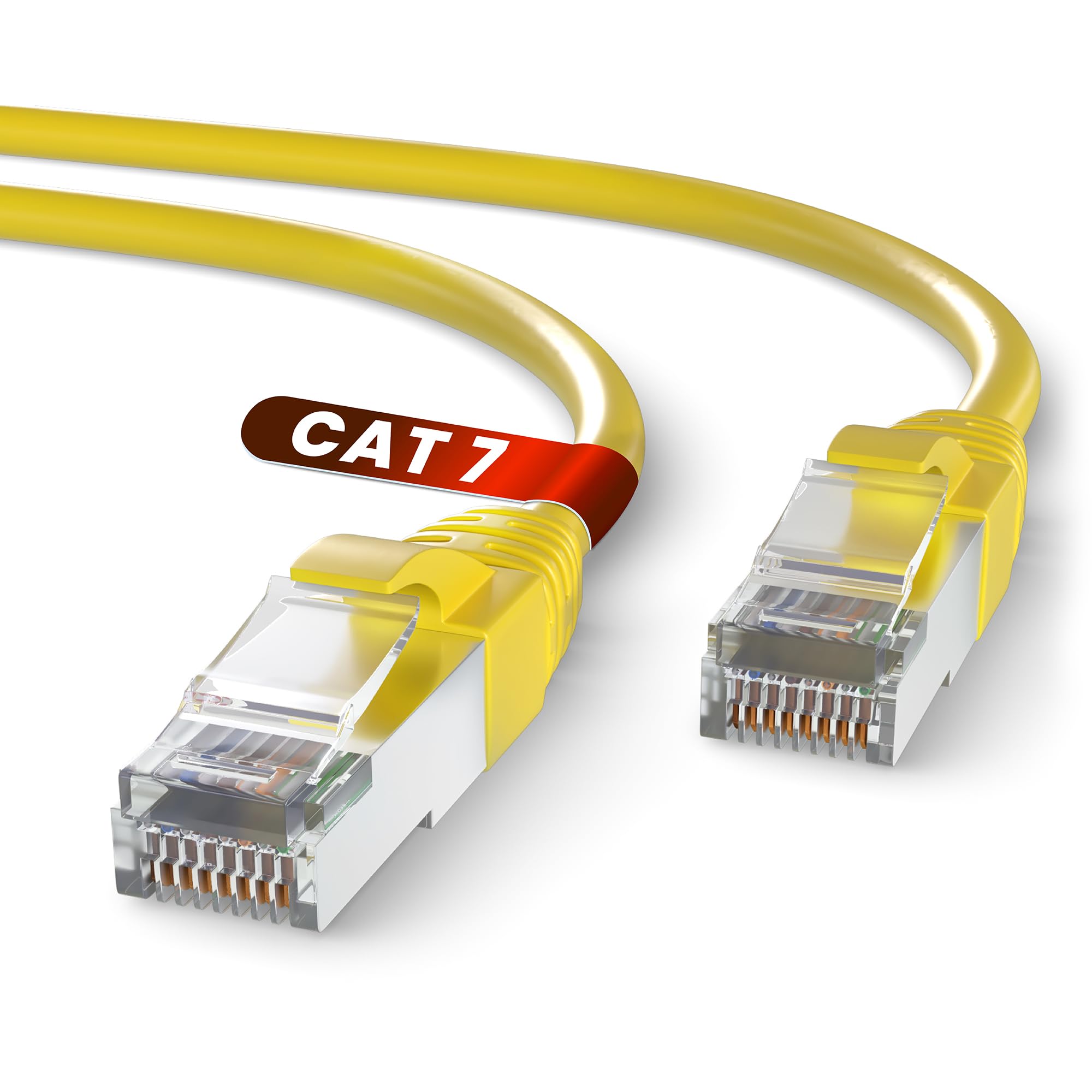 Mr. Tronic Patch Cable Cat 7 Ethernet 50m, High Speed LAN Ethernet Network Cable with RJ45 Ends Connectors, Cat7 Internet, ADSL Patch, SFTP (50 Meters, Yellow)