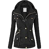 Lock and Love Women's Casual Military Anorak Jacket - Lightweight Detachable Hooded Safari Utility