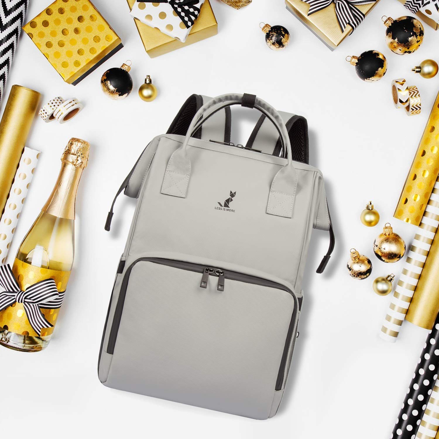 RUNKA Diaper Bag Backpack -Travel Bag Baby Backpack - Multifunction Nappy Changing Bag for Baby Essentials Gray