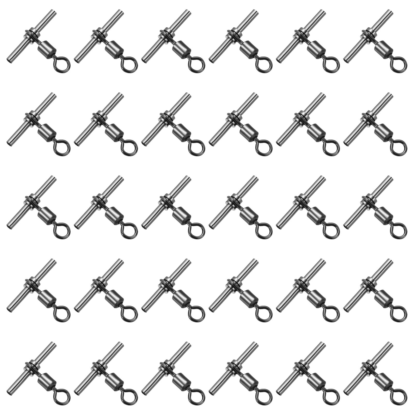 PATIKIL 165Lbs Fishing Swivels, 30 Pack 3-Way T-Shape Brass Swivels Sleeve Fishing Tackle High Strength Cross Line Swivels for Rigs Freshwater Saltwater (2/0#)