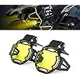 REWOLFNUS 2 PCS Motorcycle Fog Light Cover Bulb Light Guards Protector for R1200GS F800GS R1250GS F850GS F750GS ADV(Yellow)