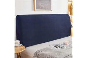 GOFOHIMI Stretch Bed Headboard Cover,Small Square Jacquard Headboard Slipcover, Protector for Bedroom Decor (Navy Blue / 59 inch)