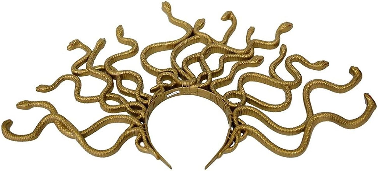Nicky Bigs Novelties Medusa Snake Costume Headband, Gold, One Size: Clothing