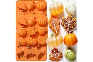 YMMLLP 3PCS Thanksgiving Silicone Molds Fall Silicone Molds 3D Pumpkin Silicones Mold Autumn Maple Leaf Pumpkin Acornshape Thanksgiving Fall Theme Mould for Cupcake Toppers Resin Soap Candle Ice Cube Tray