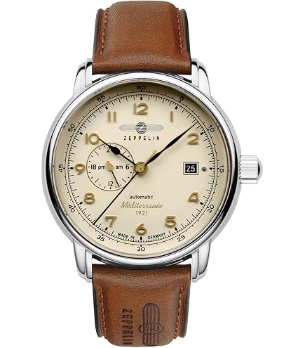Amazon.com: Zeppelin Z96645 Mens Mediterranee 1921 Leather Strap