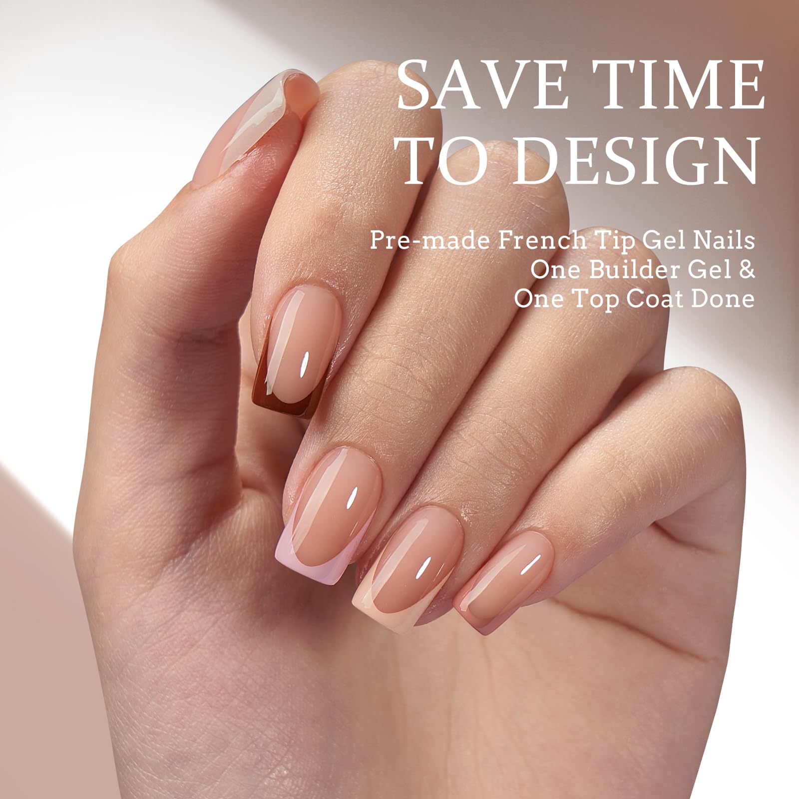 BTArtboxnails XCOATTIPS Press on Nails - French Tip Press on Nails, Fake Nails Short Square Nail Tips, Skin Tones Soft Gel Material Acrylic False Nails Gift for DIY at Home - Image 2