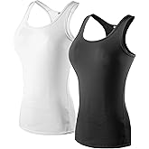 DZRZVD Women's Fitness Fast Dry Compression Running Sleeveless Athletic Tank Top 2/3 Packs
