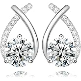 Tunzug Moissanite Stud Earrings D Color VVS1 Moissanite Earrings 925 Sterling Silver 18K Gold Plated Friction Flat Bottom Mermaid Tail Earrings for Women