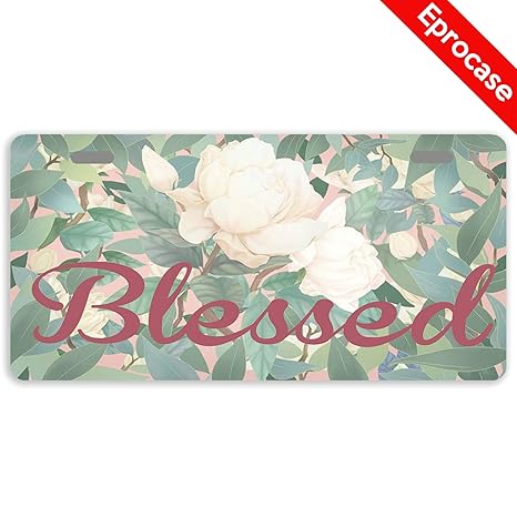 Blessed License Plate Cover Decorative Car Tag Sign Metal Auto Tag
