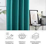 Deconovo Turquoise Eyelet Blackout Curtains W52 x L54 Inch 1 Pair view 6