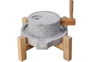 Nizodo Artisanal Manual Stone Grain Mill - Crafted with Natural Granite Millstones on Solid Wood Base, for Home Flour Grindin