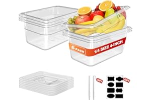 SVKLHY 1/4 Size 4 Inch Clear NSF Polycarbonate Food Pan-9 PCS[Food Grade][Hot&Cold Resistant] Commercial Food Pans with Lids,Restaurant Food Storage Containers Hotel Pan(BPA-FREE)