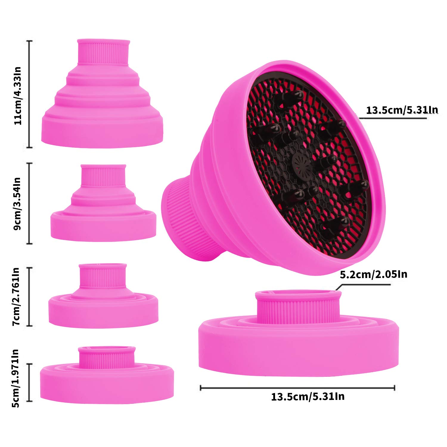 Universal Collapsible Hair Dryer Diffuser Attachment- Salon Grade tool ,Lightweight Foldable Portable Travel Folding Design Fit Most of blow Dryers-PinkPink: Beauty