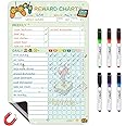 JJPRO Magnetic Dry Erase Chore Chart for Fridge-Used for Kids Behavior-Reward Chart for Kids,Teenagers,Reward Chart with 6 Markers-Green