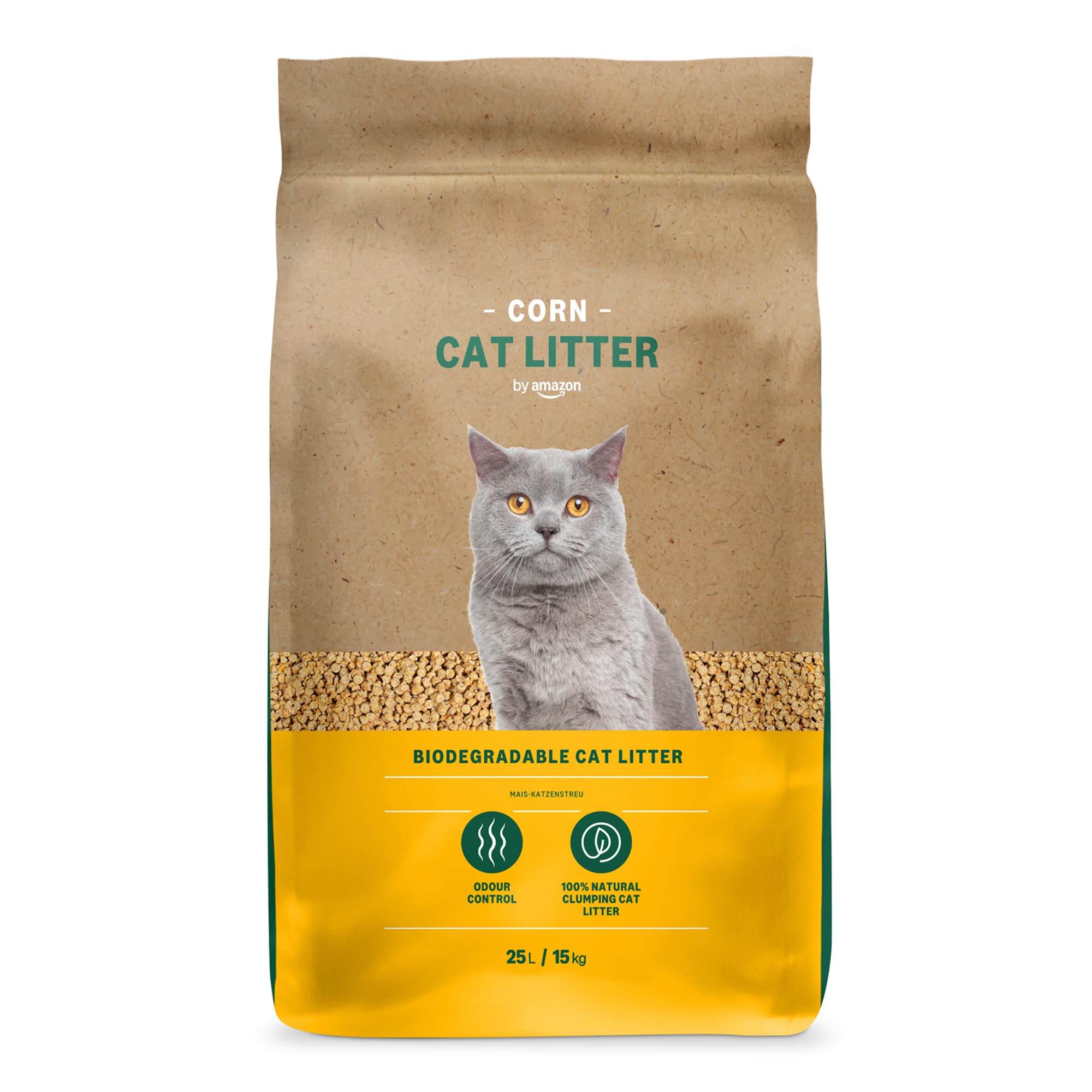 by Amazon Clumping Corn Cat Litter, Unscented, 25 L (Pack of 1) (Previously a Lifelong brand, same product)