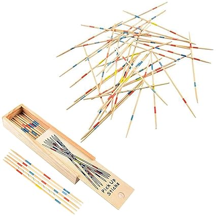 12 Pack Wooden Pick Up Sticks Game, 7-Inch - With Game Instructions - Loads Of Fun
