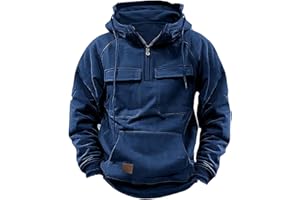 KICILVS Mens Tactical Sweatshirt Quarter Zip Cargo Pullover Hoodies Vintage Workout Clothes Outdoor Winter Jackets