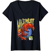 Women's Ben 10 Wildmutt Alien Vintage Distressed Cartoon V-Neck T-Shirt