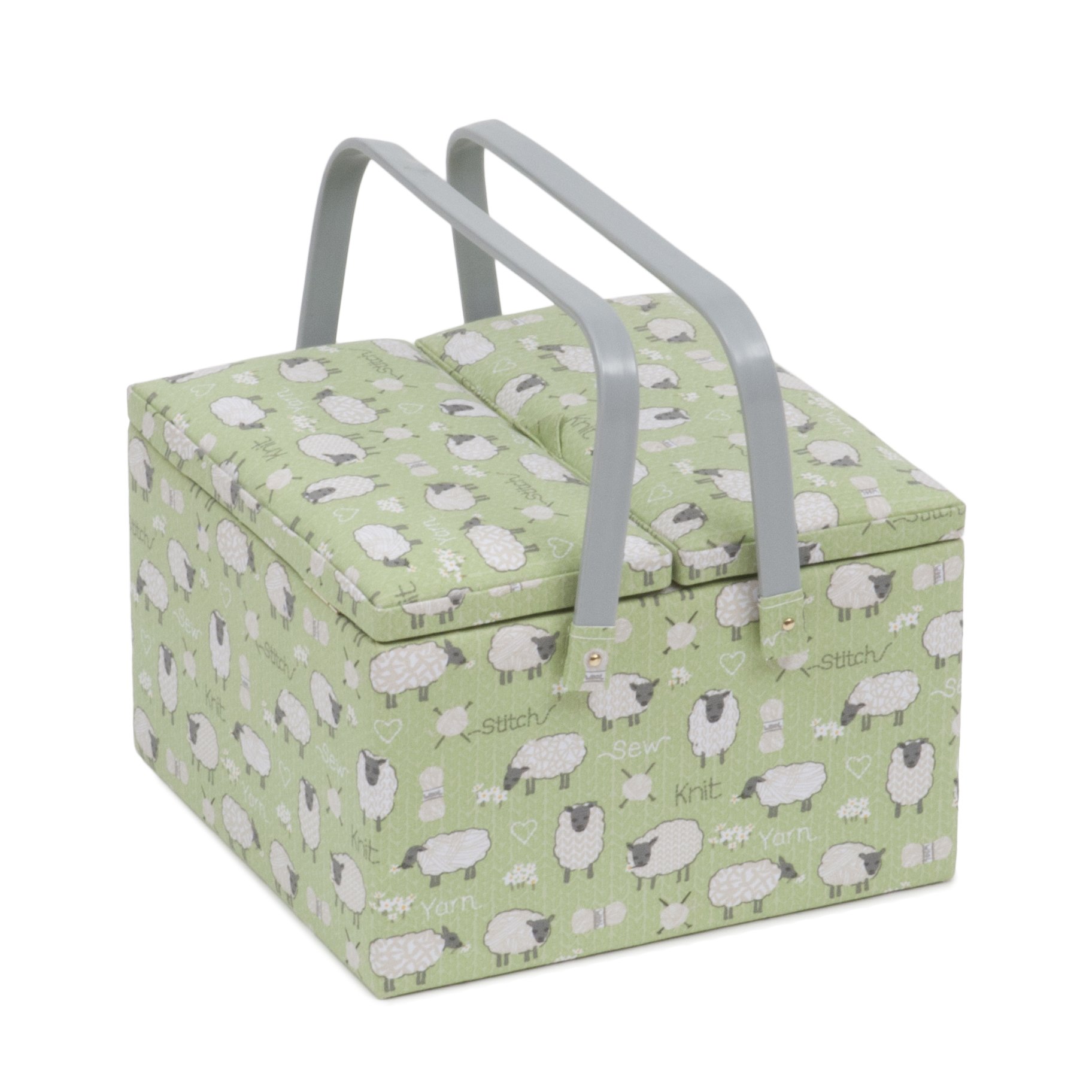 Hobby Gift Large Sewing Craft Hobby Storage Box, Twin Lid, Square, Sheep