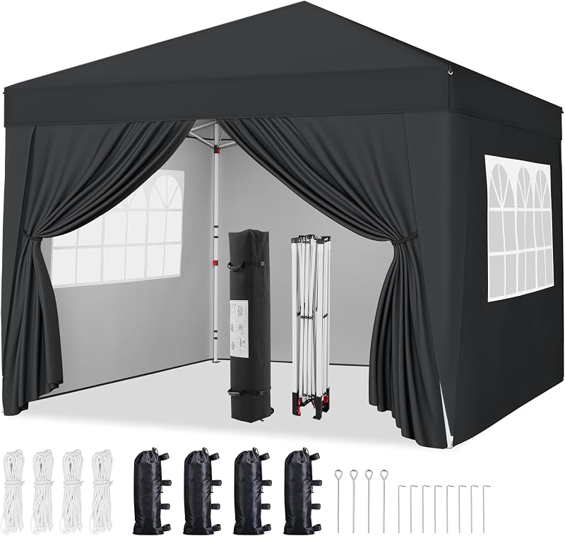 Yaheetech 3x3 Pop-Up Gazebo with Removable Side Panels & Wheeled Bag