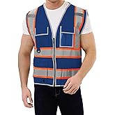 SRsafety High Visibility 9 pockets Reflective Safety Vest,Hi Vis Reflective Construction Work Vest for Men Women ANSI/ISEA